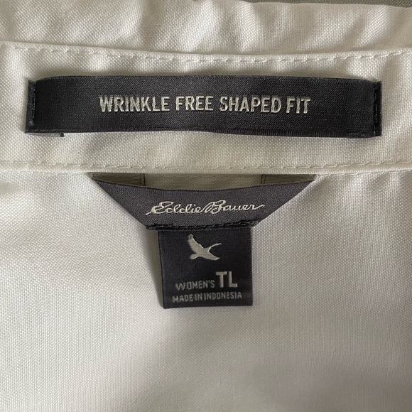 Eddie Bauer Women’s Tall-Large Wrinkle-Free Short Sleeve Shirt- White - Picture 3 of 4